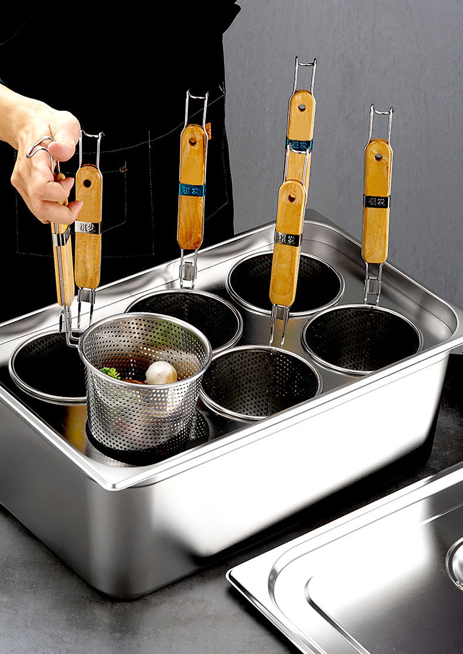 Premium 304 Stainless Steel Pasta Cooker Set - 2/4/6 Hole Options, Fast Heating Commercial Pasta Pot with Hangable Lid & Ergonomic Handles for Home Kitchen & Restaurant Use - Perfect for Spaghetti, Noodles & Pasta Cooking