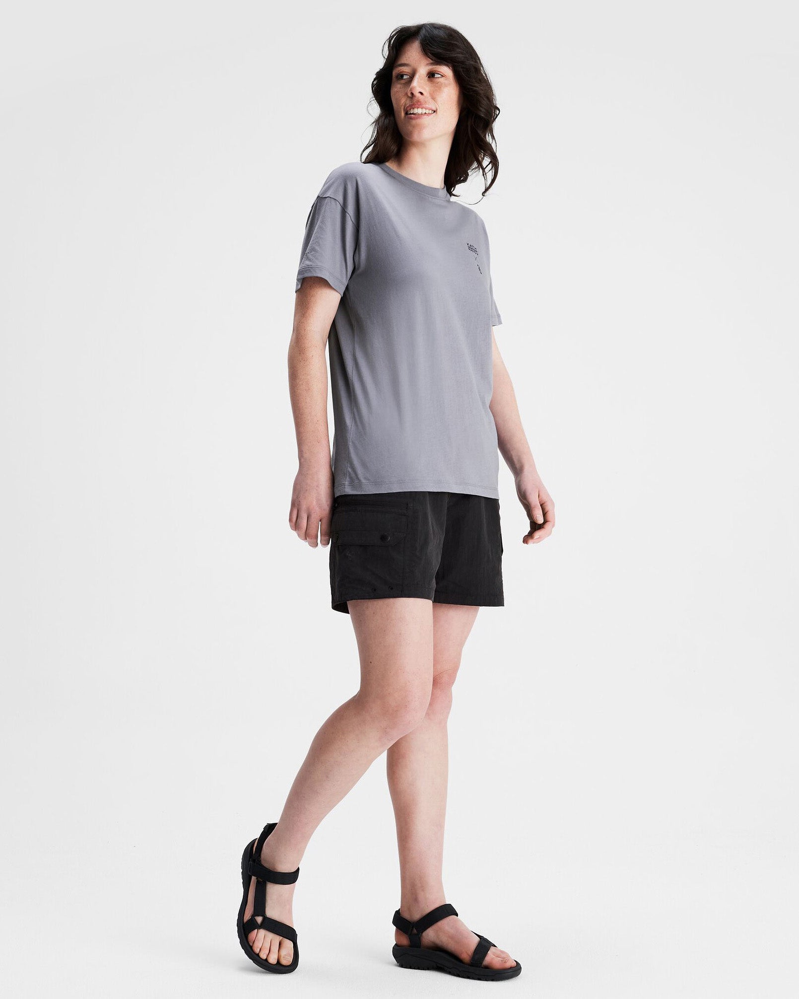 Organic Cotton Women's T-Shirt by O.Smither Lines - Dark Haze | Soft & Breathable Casual Tee for Everyday Wear, Yoga & Outings