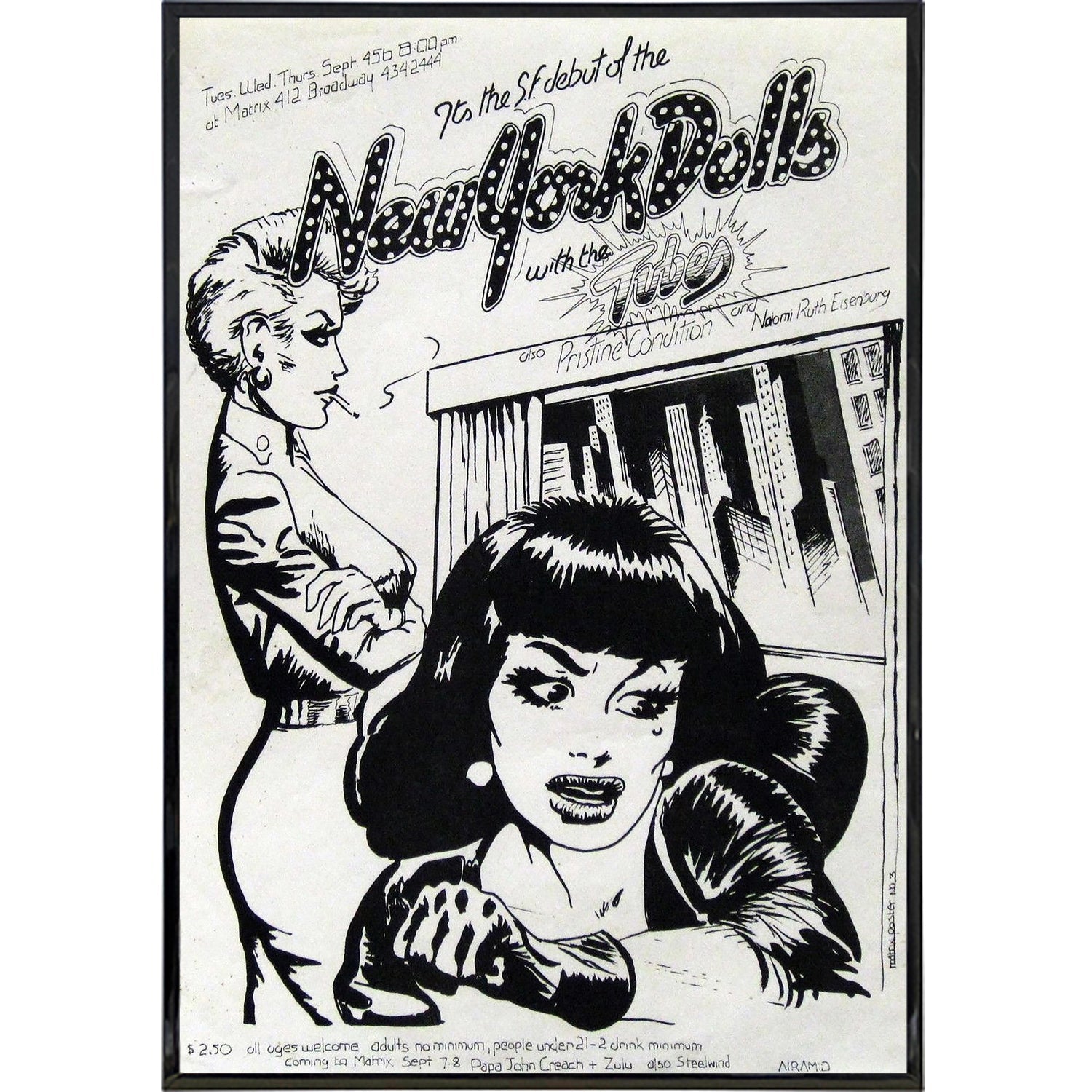 Vintage New York Dolls Concert Poster Print - Classic Rock Band Wall Art Decor for Music Lovers & Man Cave