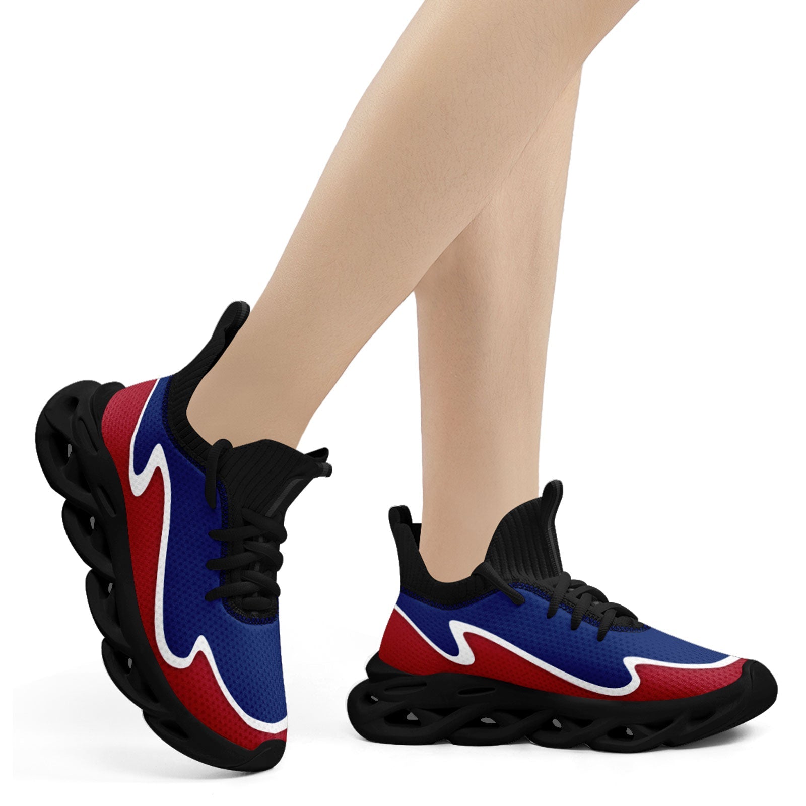 Custom Blue & Red Maxsoul Personalized Sneakers - Breathable Lightweight Running Shoes for Men & Women (FN030A E020011) - Perfect for Gym, Jogging & Casual Wear