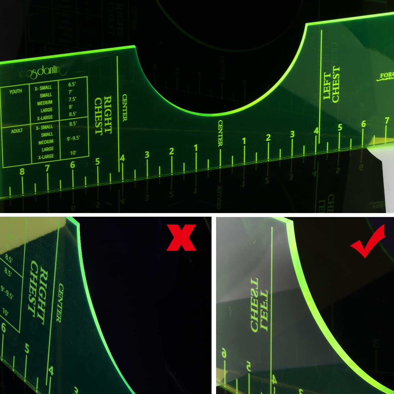 T-Shirt Rulers Guide - Professional HTV Alignment Tool for Applying Vinyl & Sublimation Designs | Built-in Size Chart | Perfect for DIY T-Shirt Printing, Craft Projects & Custom Apparel Businesses