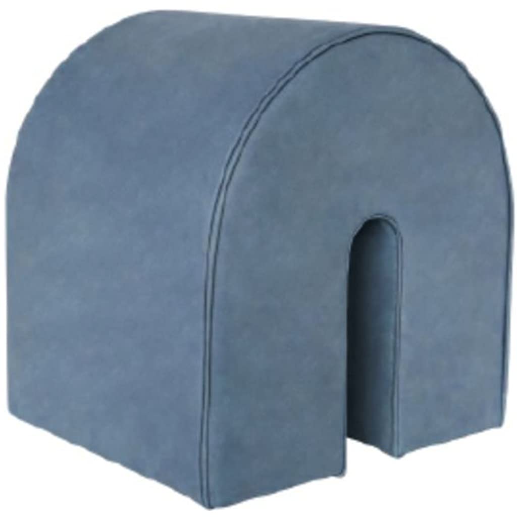 Premium Leather Pouf Ottoman - U-Shaped Foot Stool for Patio, Living Room & Yoga - Blue (42×36×42cm) - Perfect Home Decor & Wedding Gift for Cozy Relaxation