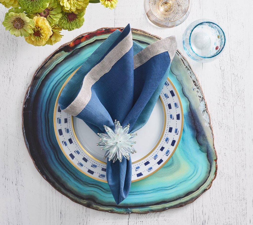 Turquoise Azure Placemats Set of 4 - Waterproof & Heat-Resistant Dining Table Mats for Kitchen, Restaurant, or Party Decor