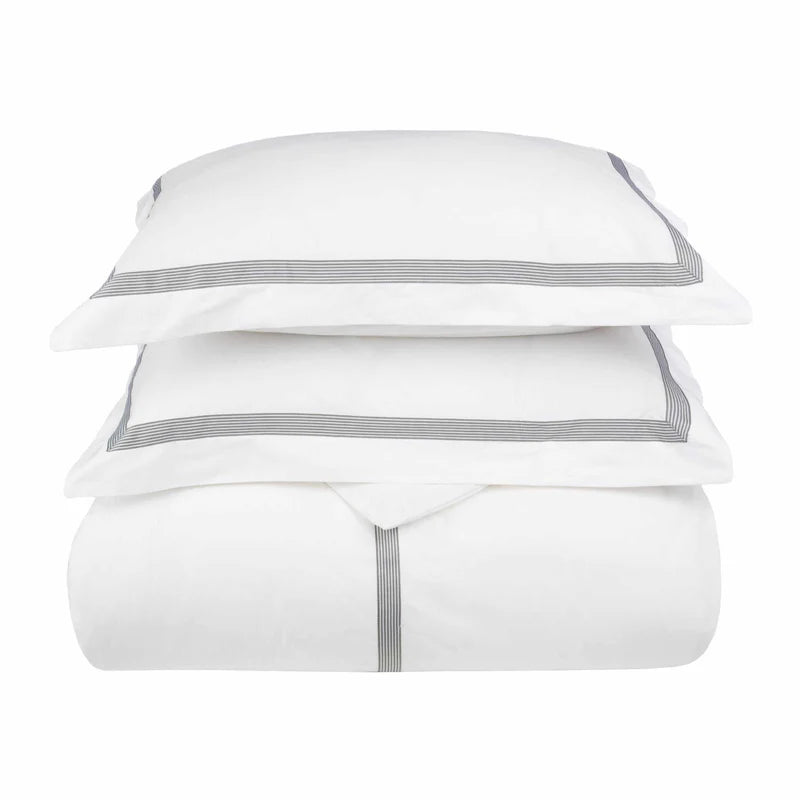 Premium Miller Cotton Embroidered 3-Piece Duvet Cover Set - Queen Size, Soft & Breathable Bedding for Cozy Bedroom Decor