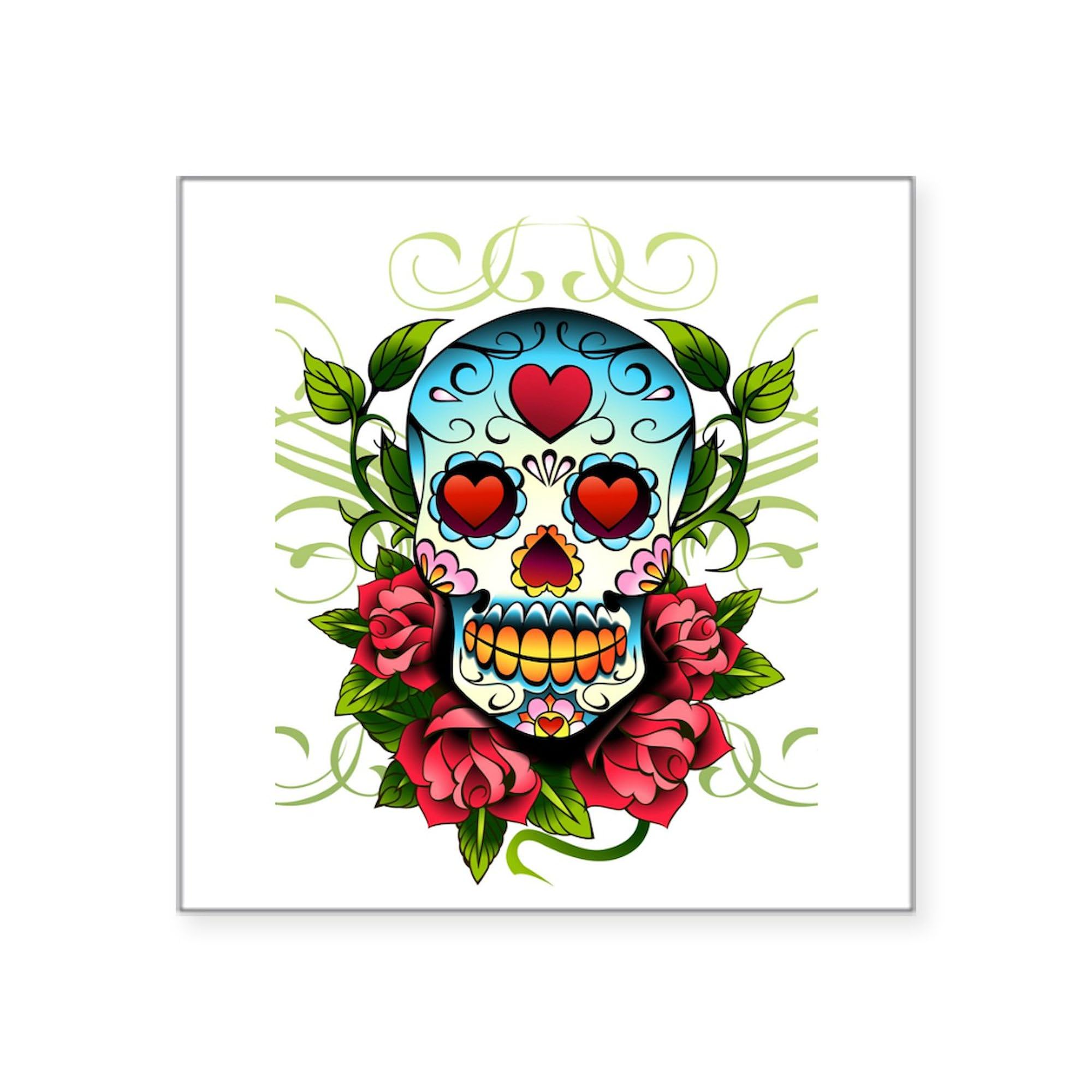 Sugar Skull Car Decal - Durable Vinyl Bumper Sticker for Cars, Laptops & Windows - Mexican Day of the Dead Decor - Perfect for Halloween, Dia de los Muertos & Car Accessories