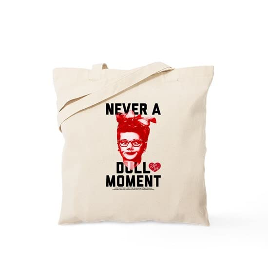 Lucy Never A Dull Moment Natural Canvas Tote Bag - Reusable Eco-Friendly Shopping Bag for Groceries, Beach Trips & Daily Use