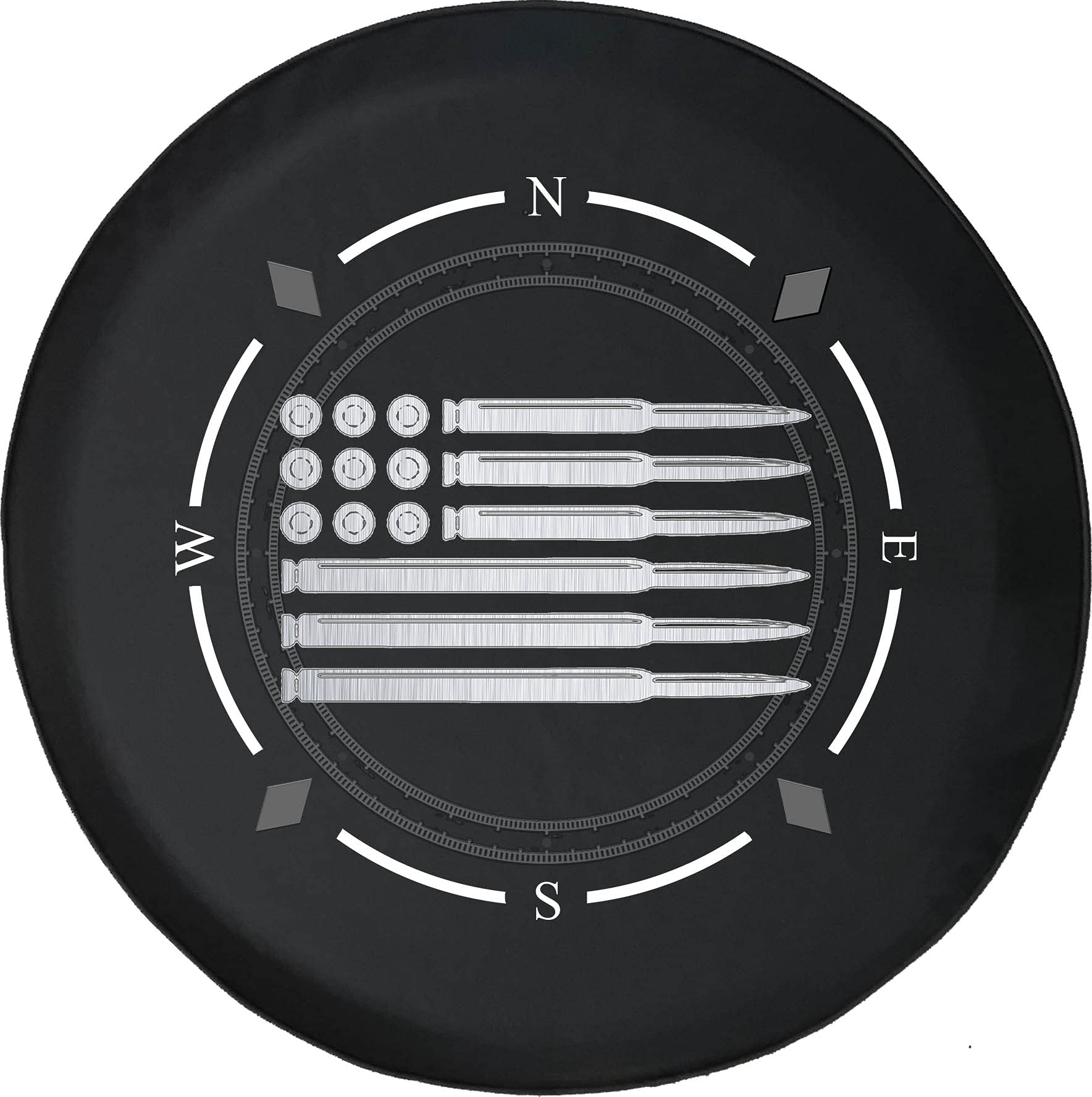 2nd Amendment Flag Spare Tire Cover with Compass Design - Fits SUV, Trailer, RV & Most Vehicles - Durable Wheel Accessory for Outdoor Adventures & Road Trips