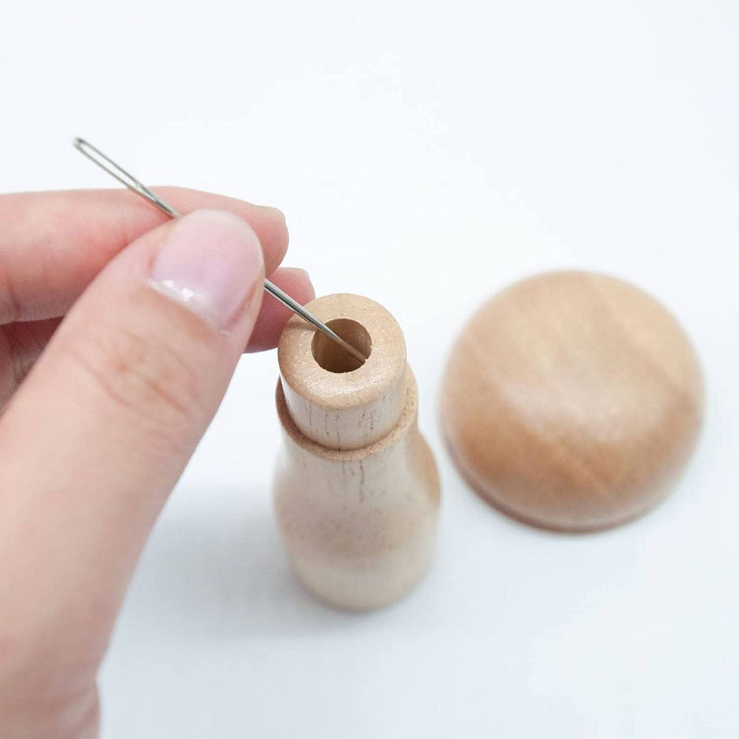 Premium Solid Wood Darning Mushroom - Hand Sewing & Mending Tool for Knitting, Sock Repair with Needle Storage | Cute Chubby Mushroom Design | Perfect for DIY Crafts, Clothing Repairs & Home Sewing Projects