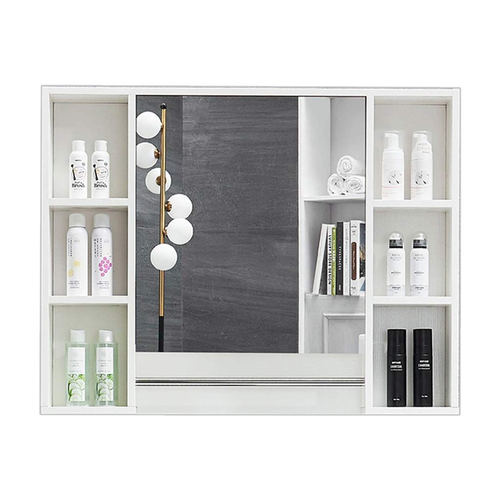 White Wooden Wall Mounted Bathroom Mirror Cabinet with Storage - 90x137cm Medicine Cabinet for Bathroom, Kitchen & Toilet Organization (Perfect for Small Spaces & Modern Home Decor)