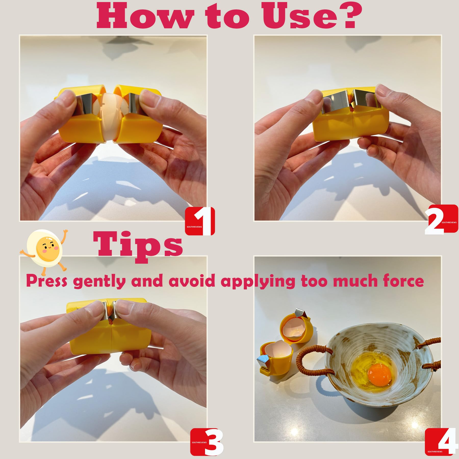 2025 Upgraded Egg Shell Opener - Efficient Raw Egg Cracker Tool for Cooking & Baking | Crack Whole Eggs into Bowls & Pots Easily | Perfect for Breakfast, Baking, and Meal Prep