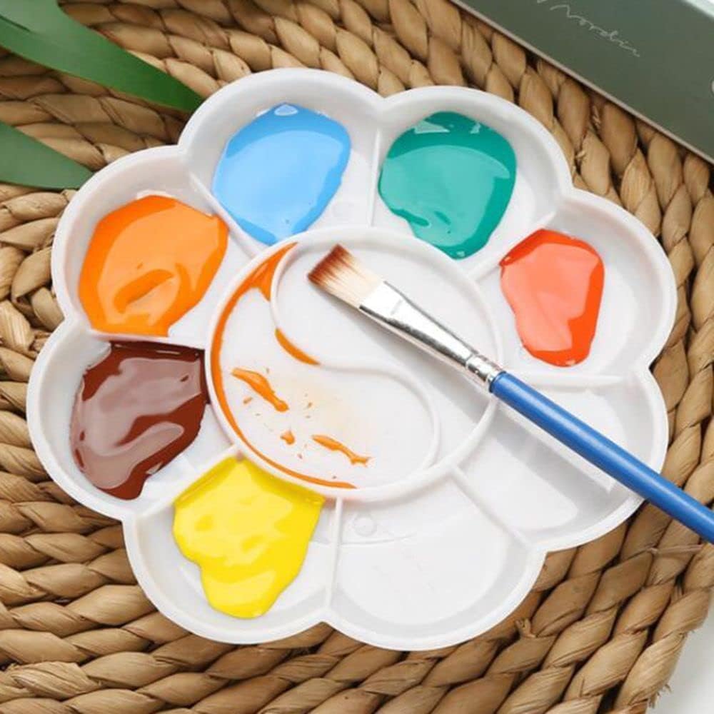 4.7 Inch White Plastic Paint Tray Palette for Kids - Easy to Clean, Non-Slip Paint Pallet with Mixing Cups - Perfect for Art Projects, DIY Crafts, and School Painting Activities