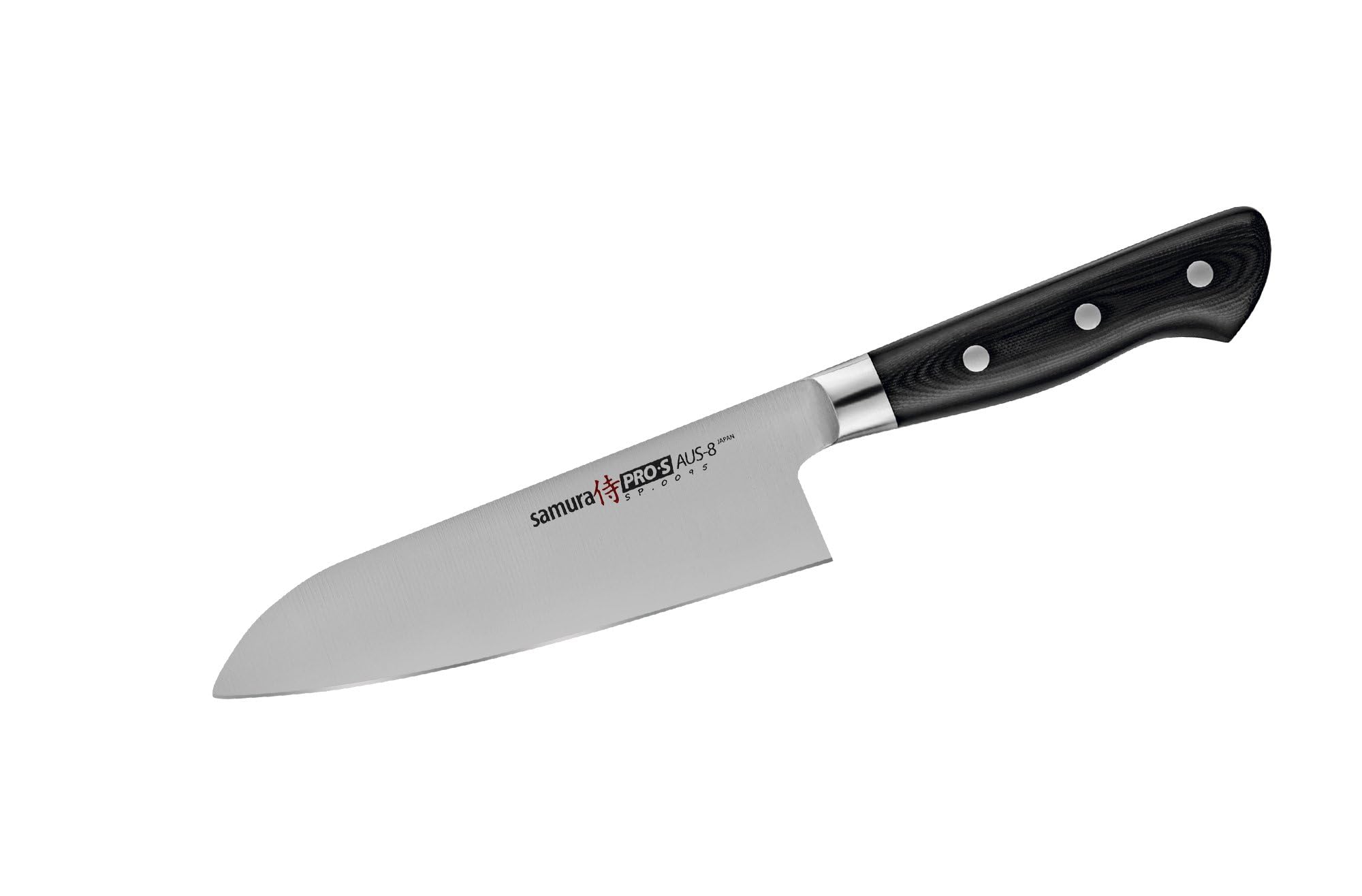 SAMURA PRO-S Santoku Knife 7.0 Inch (175mm) - Premium High Carbon Stainless Steel Blade with Ergonomic Handle - Perfect for Slicing, Dicing, and Chopping Vegetables, Meat & Fish