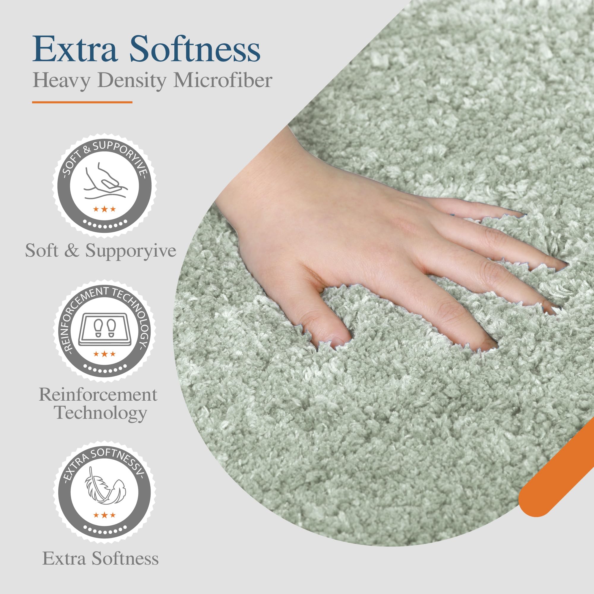 Non-Slip Bathroom Rug - Ultra Absorbent Soft Microfiber Shaggy Bath Mat (16