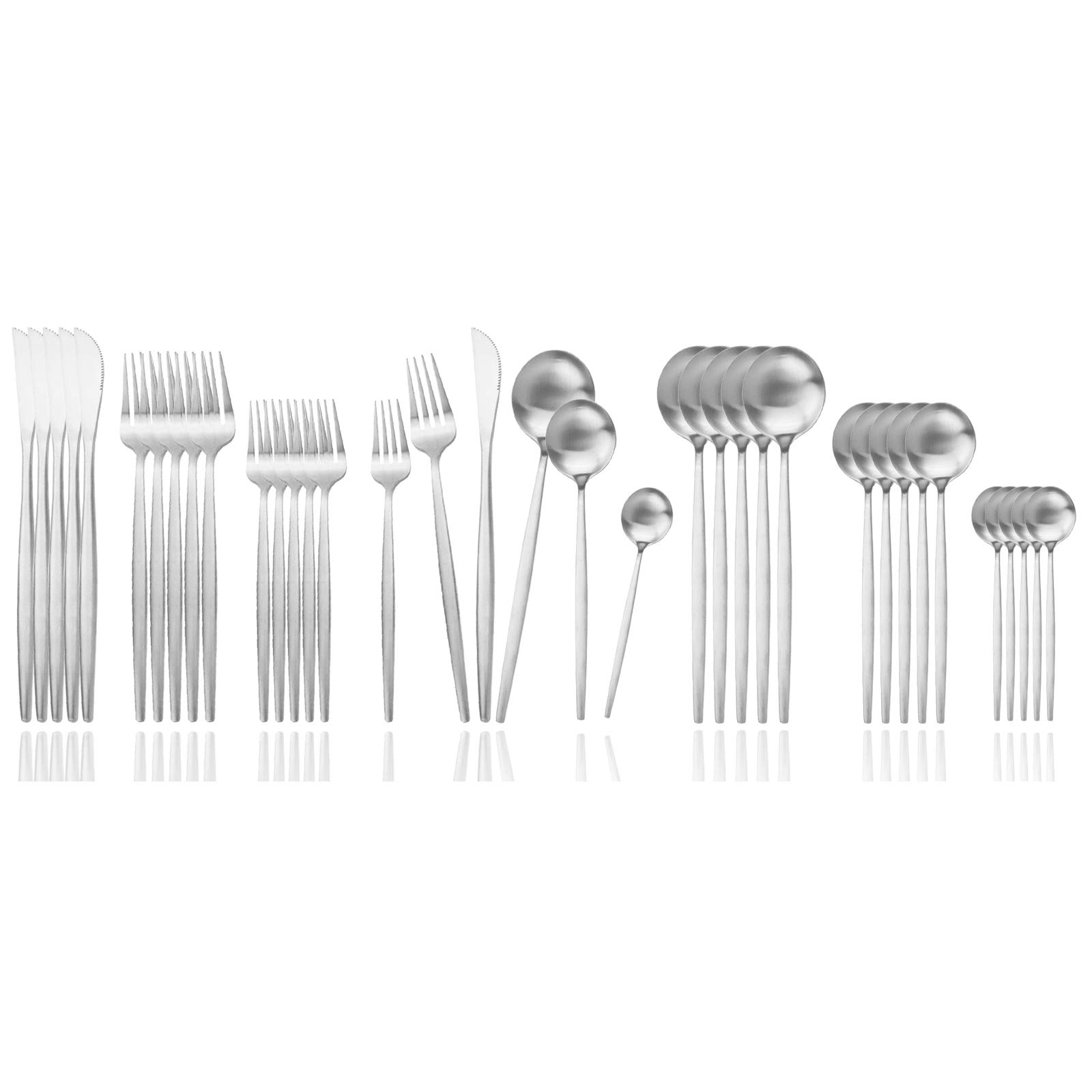 Premium 36-Piece Stainless Steel Flatware Set - Food Grade Silverware (6 Place Settings) - Matte Silver Forks, Spoons & Knives - Dishwasher Safe & Rust-Resistant for Daily Use, Dinner Parties & Restaurant Service