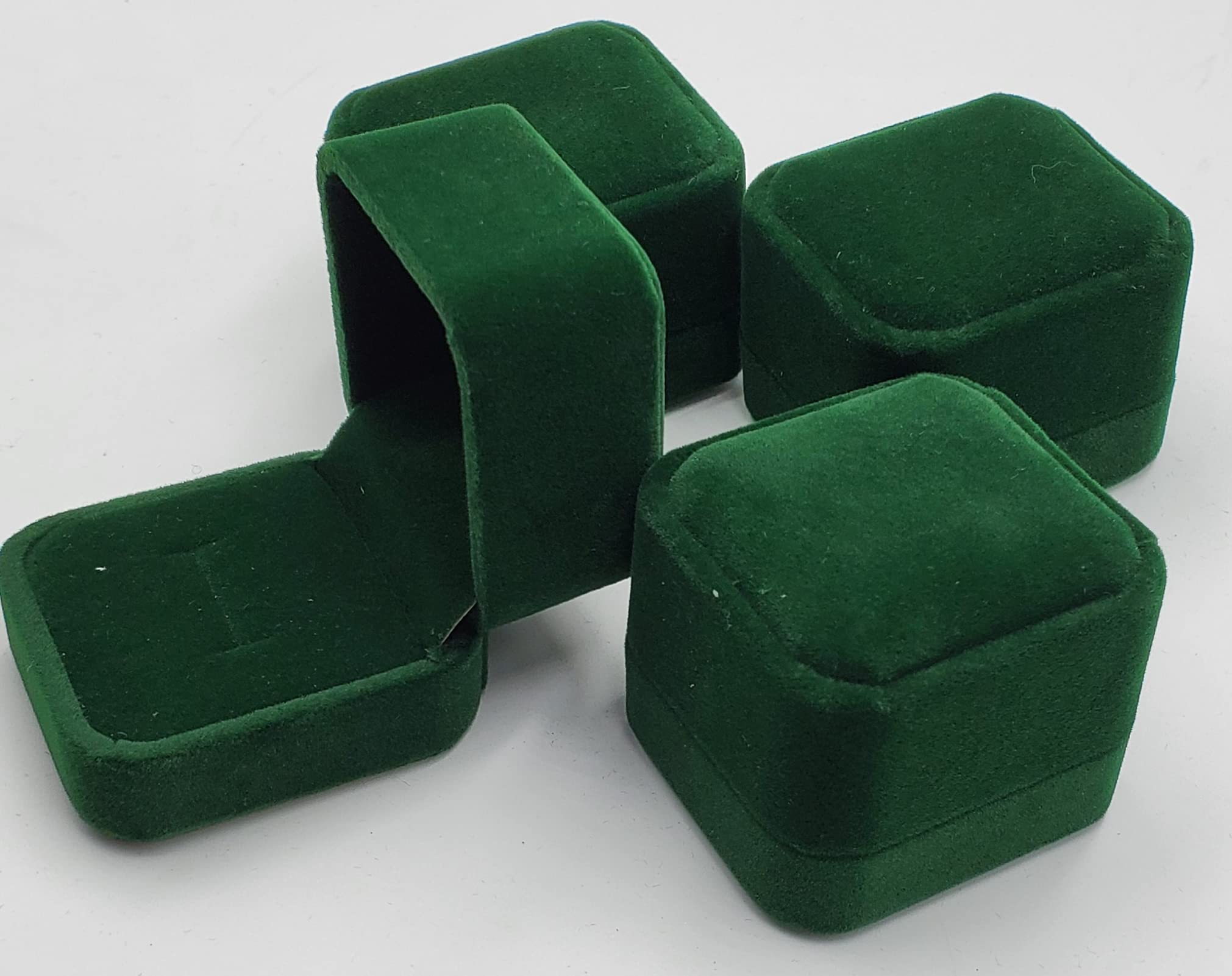 Tnailnaha 4 Pack Velvet Jewelry Boxes for Rings & Earrings - Premium Jewelry Gift Box & Display Case (Dark Green) - Perfect for Wedding Rings, Engagement Gifts & Jewelry Storage