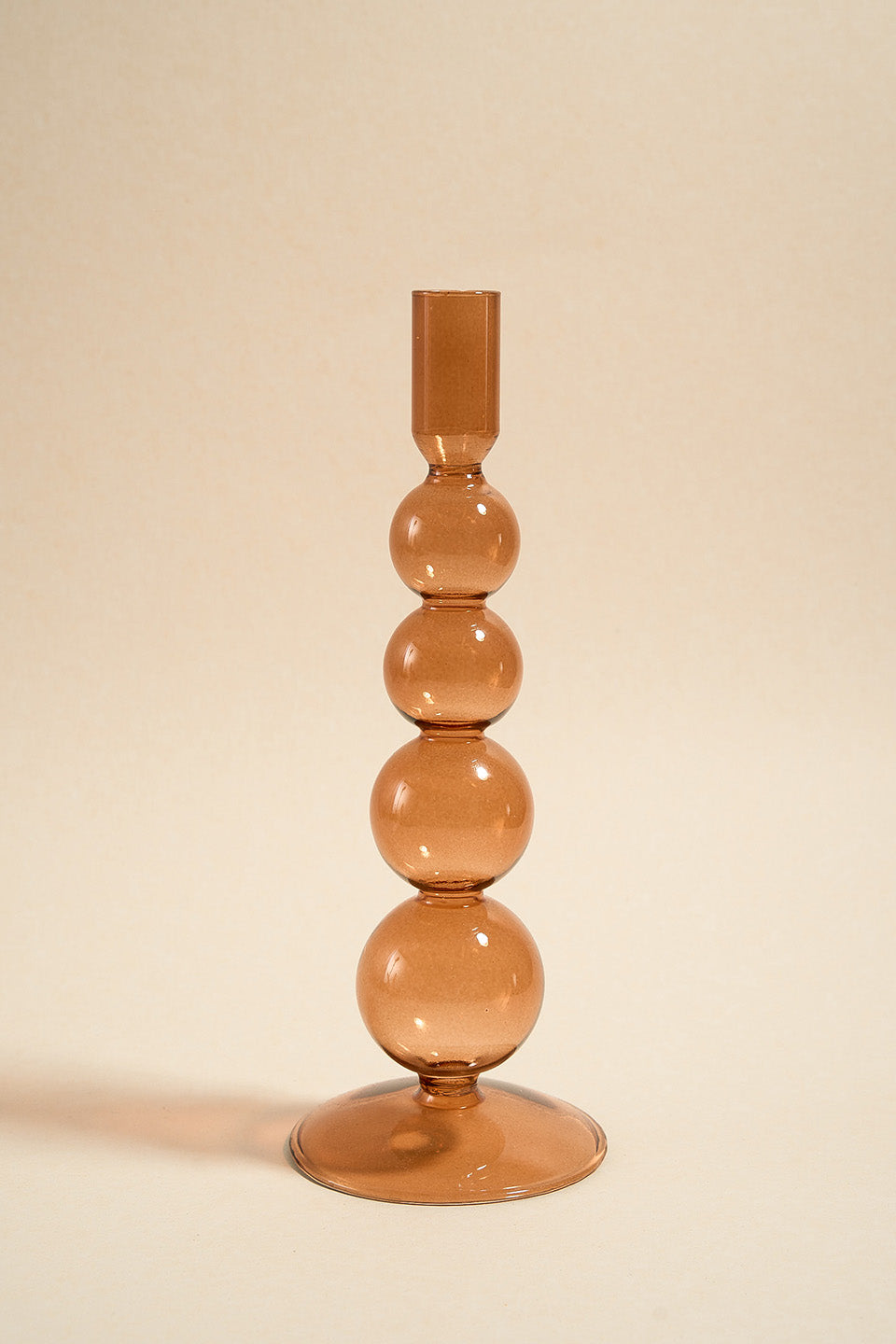 25cm Glass Taper Candle Holder - Set of 4 Bubble Brown Candle Sticks for Dining Table, Wedding Centerpiece & Home Decor