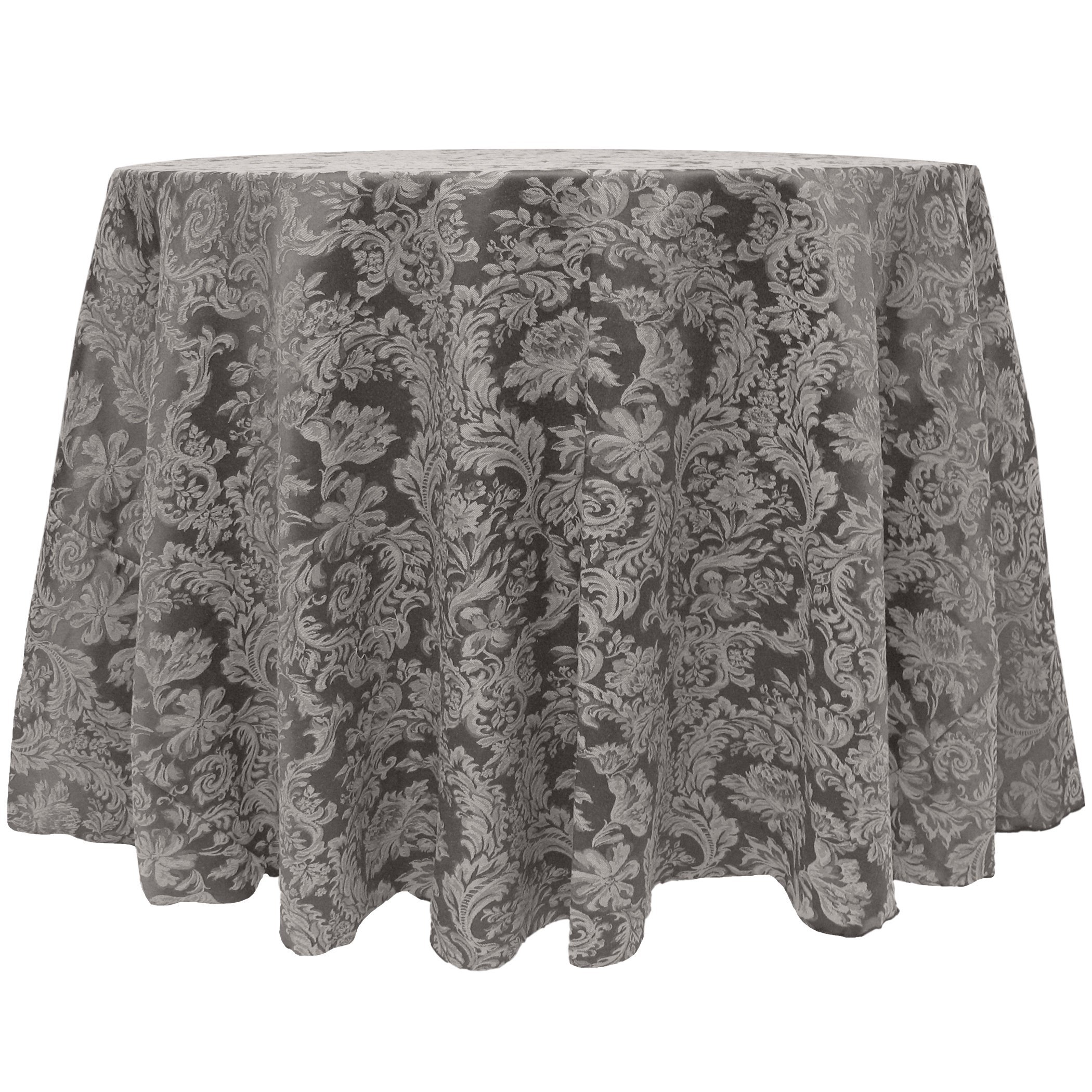 5-Pack Miranda 72-Inch Round Damask Tablecloth - Premium Jacquard Weave Textile in Pewter Grey - Perfect for Weddings, Banquets & Formal Dining Events