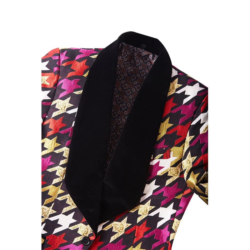 Men's 3-Piece Houndstooth Suit Set - Single Breasted Plaid Jacket, Vest & Pants | Business Formal & Casual Blazer Outfit for Office, Wedding & Special Occasions