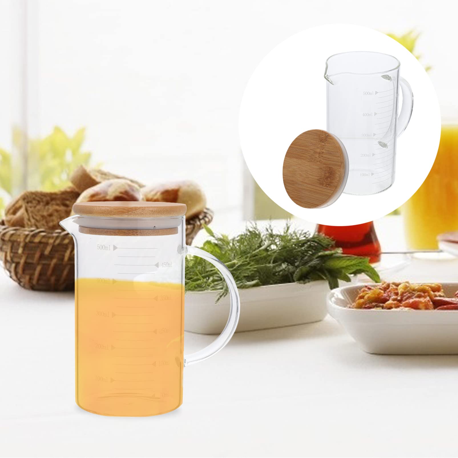 1 Set Glass Graduated Measuring Cup - 16oz/500ml Kitchen Baking Scale Cup with Spout & Handle, Perfect for Measuring Liquids, Milk, Coffee, Baking Ingredients | Ideal for Home Kitchen, Coffee Shop & Bakery Use