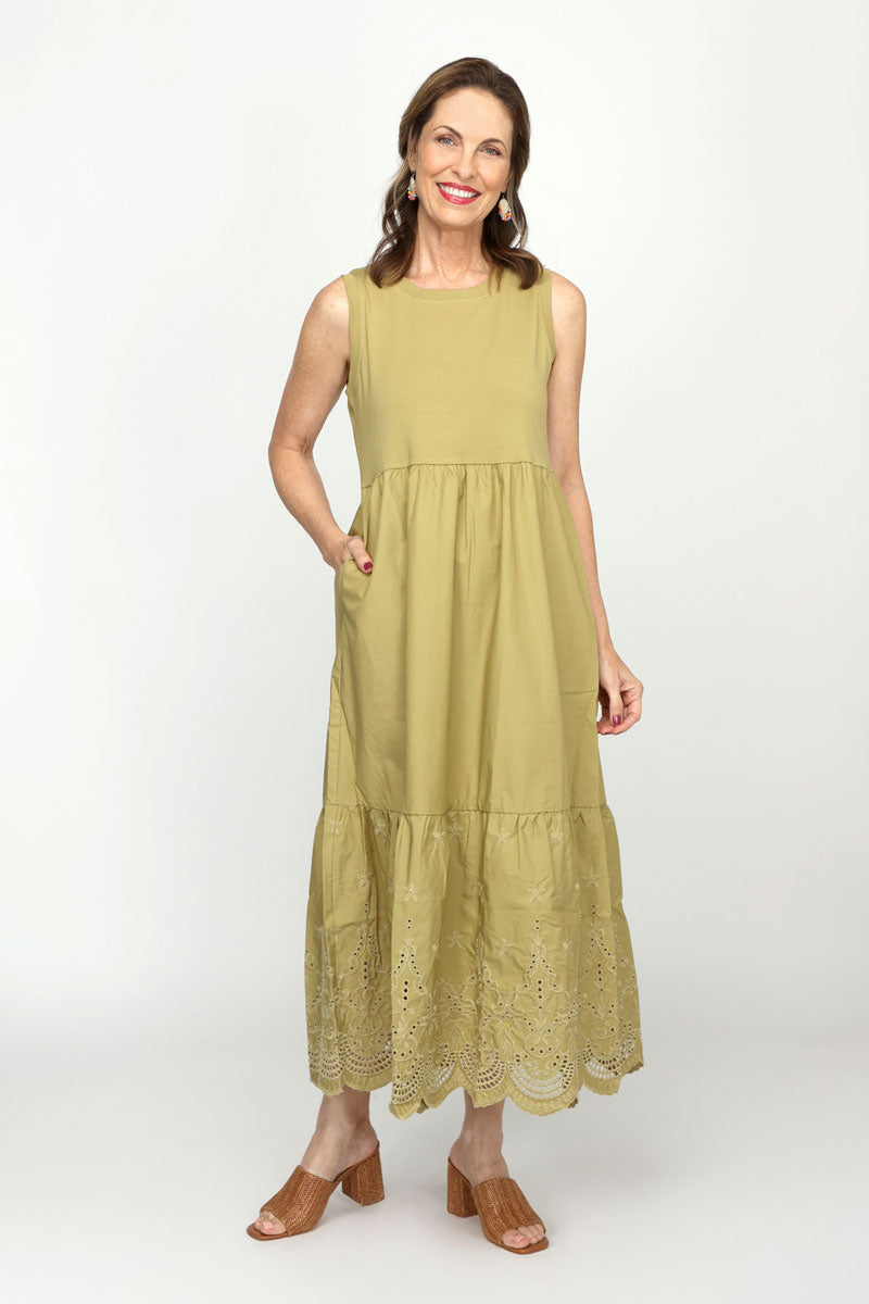 Elliott Lauren Eyelet Dress - Floral Embroidered Summer Maxi Dress for Women | Perfect for Beach Vacations, Weddings & Outdoor Parties
