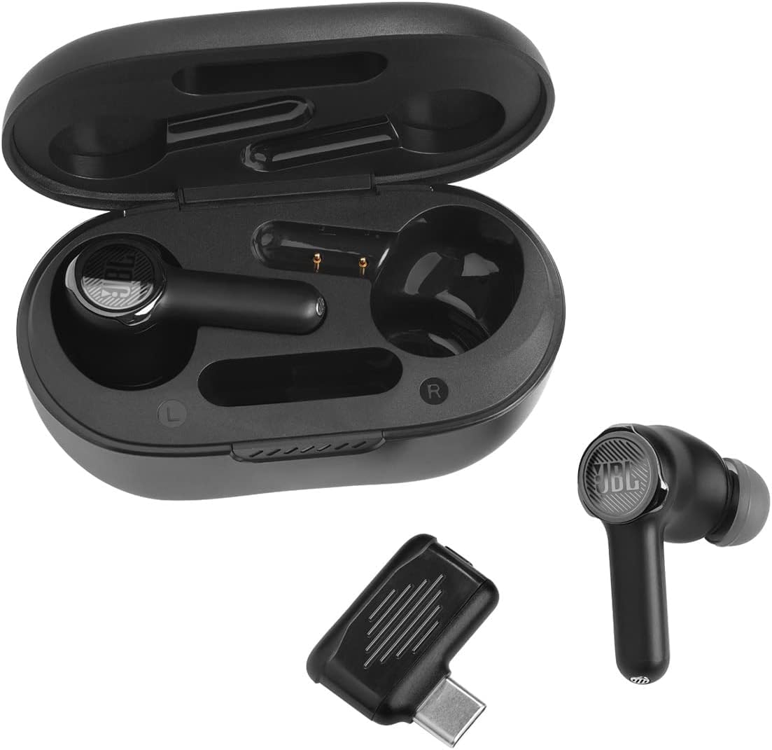 JBL Quantum TWS True Wireless Noise Cancelling Gaming Earbuds - Black (Renewed) | Bluetooth Earbuds for PC, PS5, Mobile Gaming & Music | Low Latency, Immersive Sound