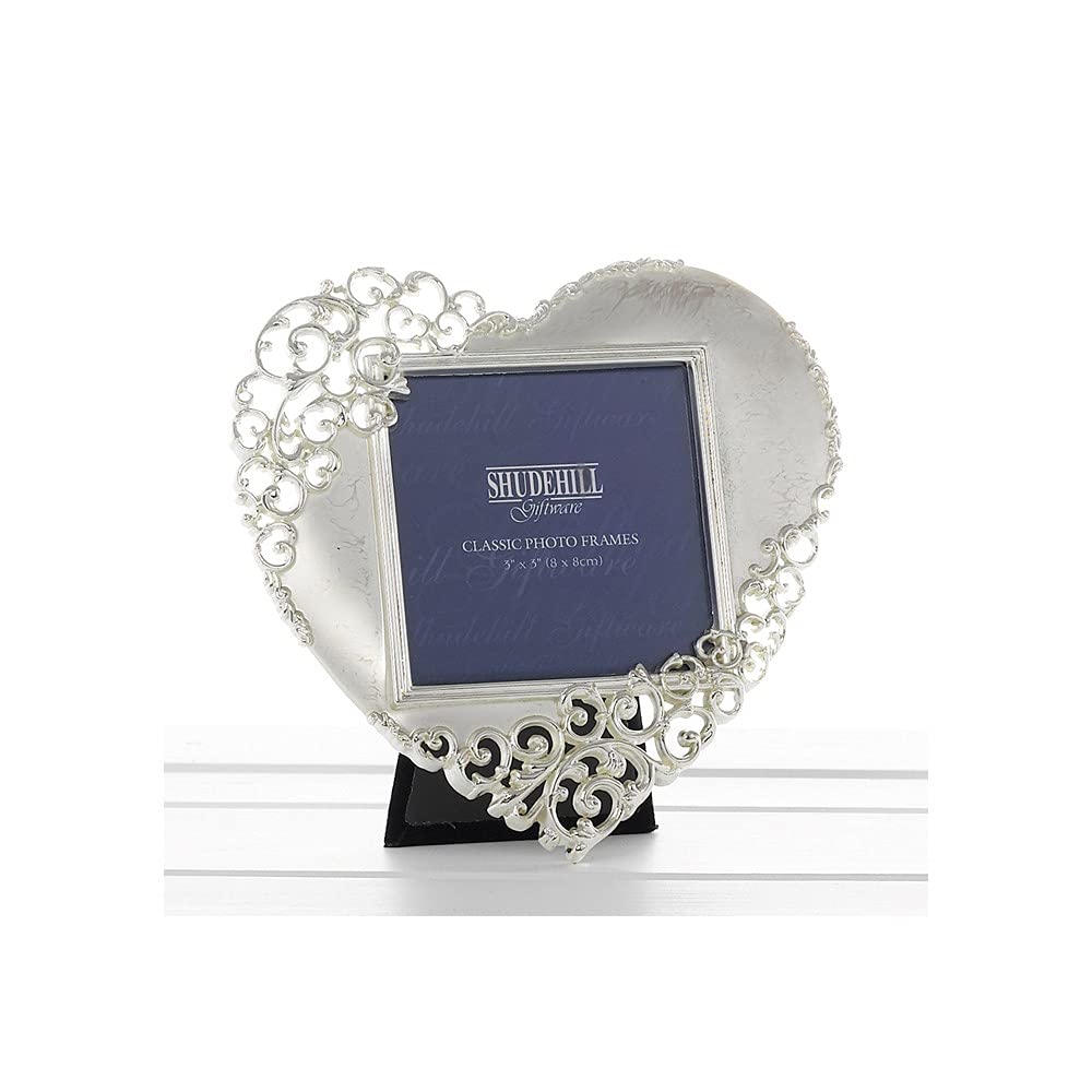 2023 Silver Lace Heart Photo Frame - 3x3 Inch Valentine's Day Gift, Anniversary Present, Wedding Keepsake - Perfect for Displaying Cherished Memories on Dressers, Desktops & Home Decor