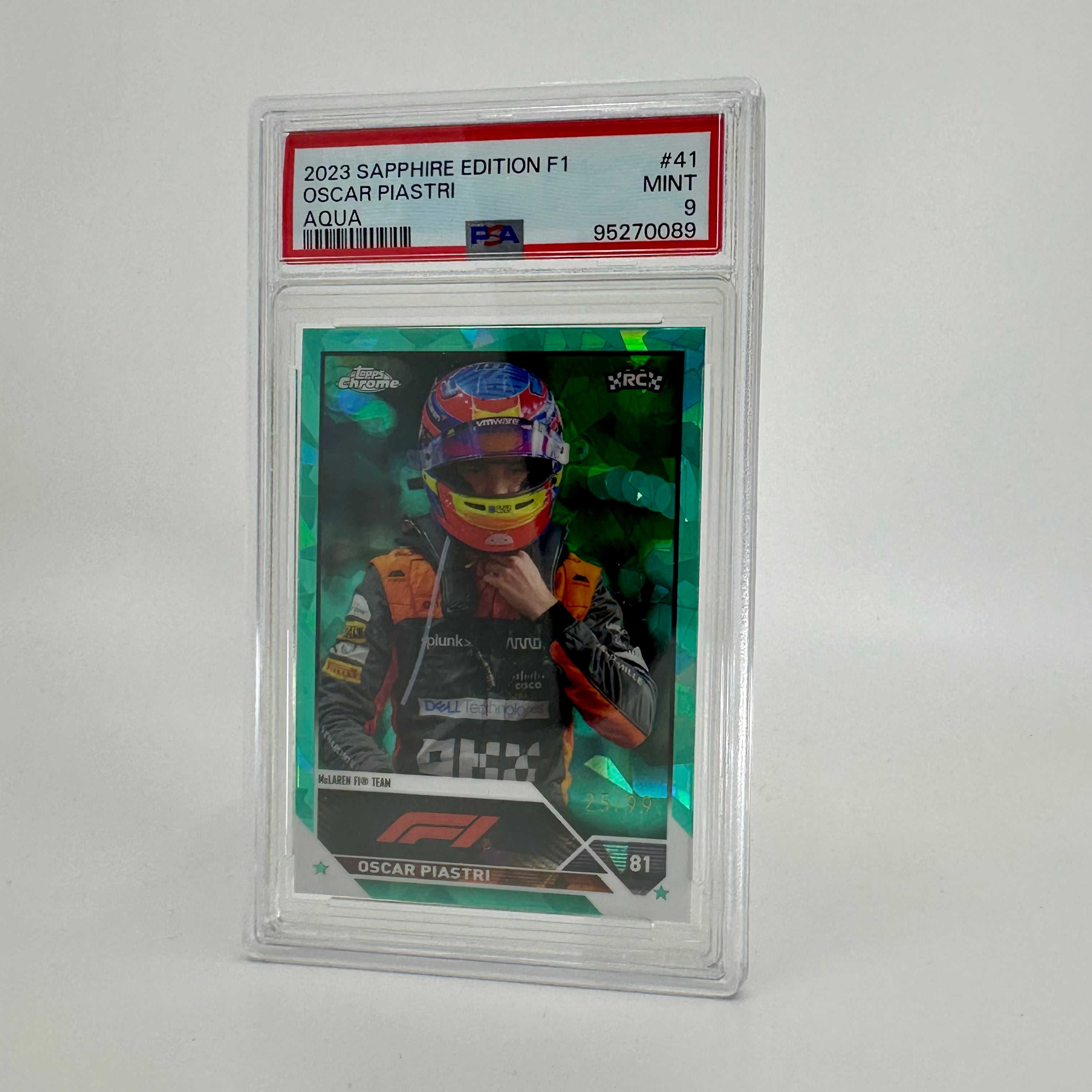 2023 Topps Chrome F1 Oscar Piastri #41 PSA 9 Rookie Card - Aqua Sapphire Edition 25/99 | Collectible Trading Card for F1 Fans & Sports Memorabilia Enthusiasts