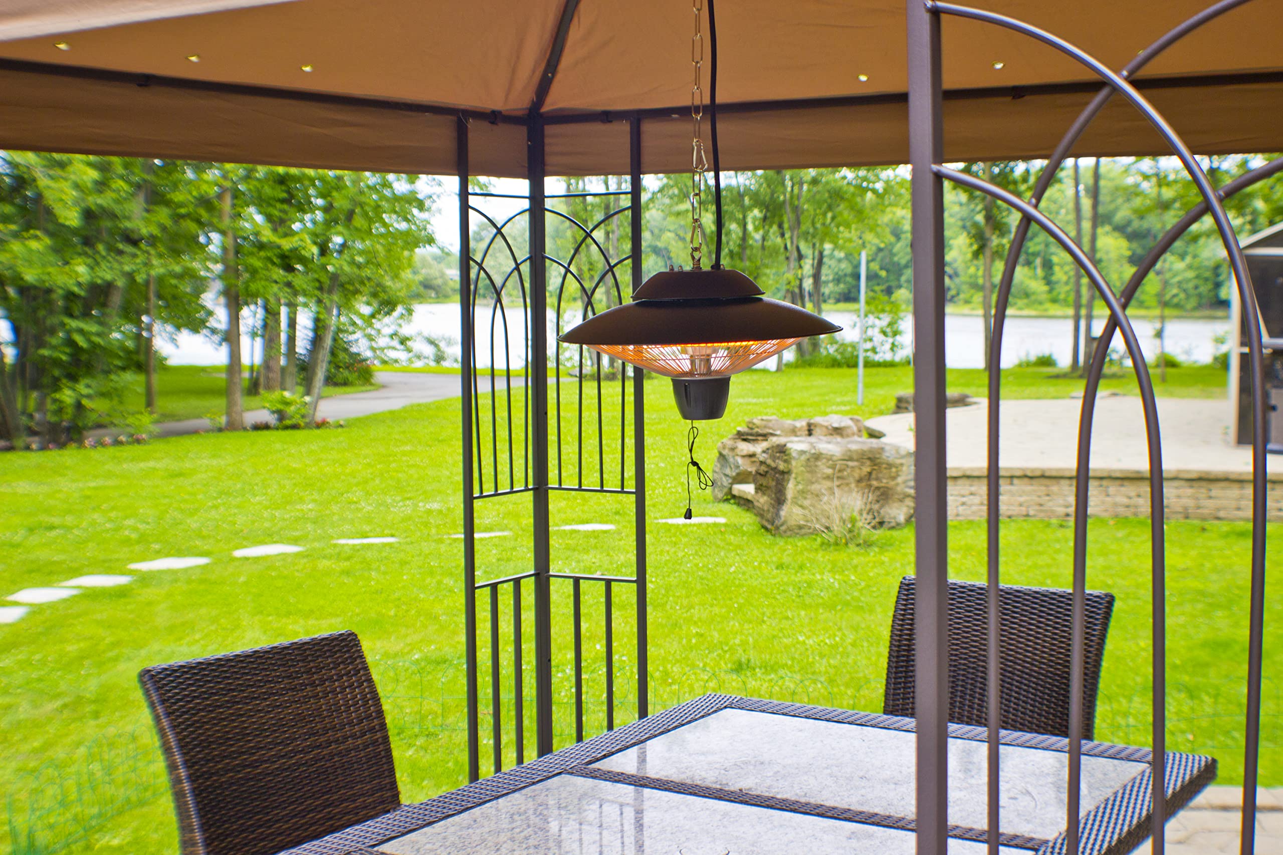 Black Indoor/Outdoor Electric Ceiling Patio Heater - Warm & Cozy for Restaurants, Cafes, and Home Decks