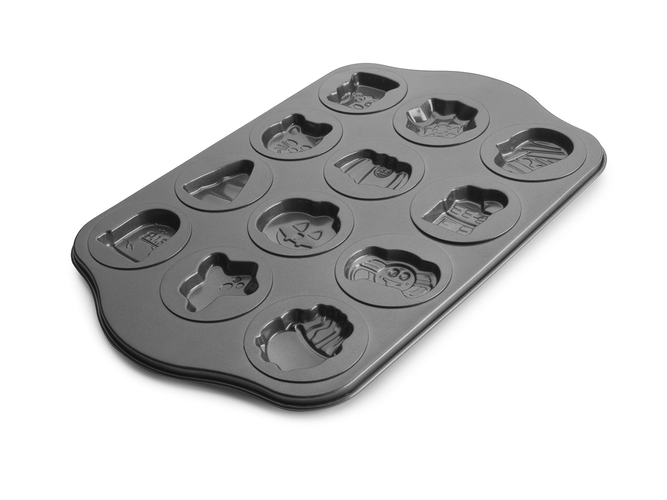 IBILI Halloween Baking Molds Set - 12 Cup Black Silicone Cake Pan (44x28cm) for Spooky Cupcakes, Cookies & Party Treats | Perfect for Halloween Baking, Themed Parties & Holiday Desserts