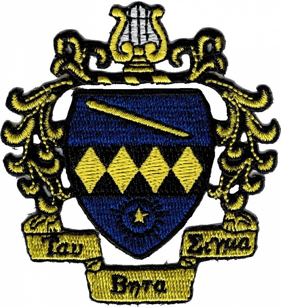 Tau Beta Sigma Crest Iron-On Patch - Black 2.875 Inch Embroidered Badge for Band Uniforms, Jackets & Backpacks | Official Greek Letter Organization Sewing Applique