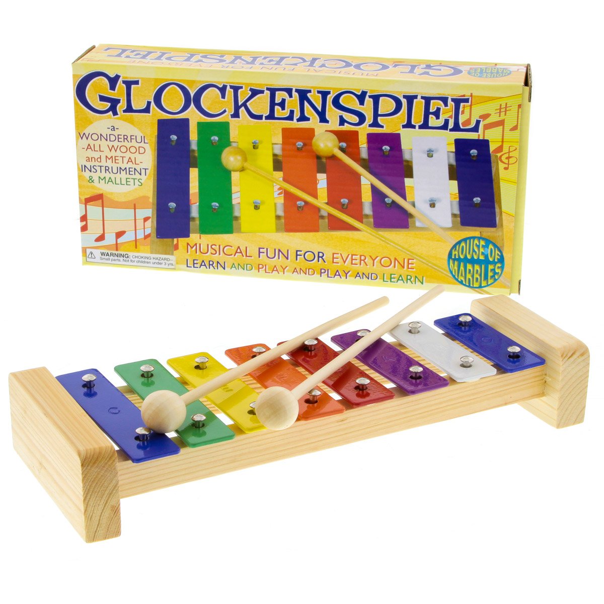 House of Marbles Musical Toy Glockenspiel Xylophone for Kids - 8 Note Colorful Percussion Instrument for Early Childhood Music Education & Playtime Fun