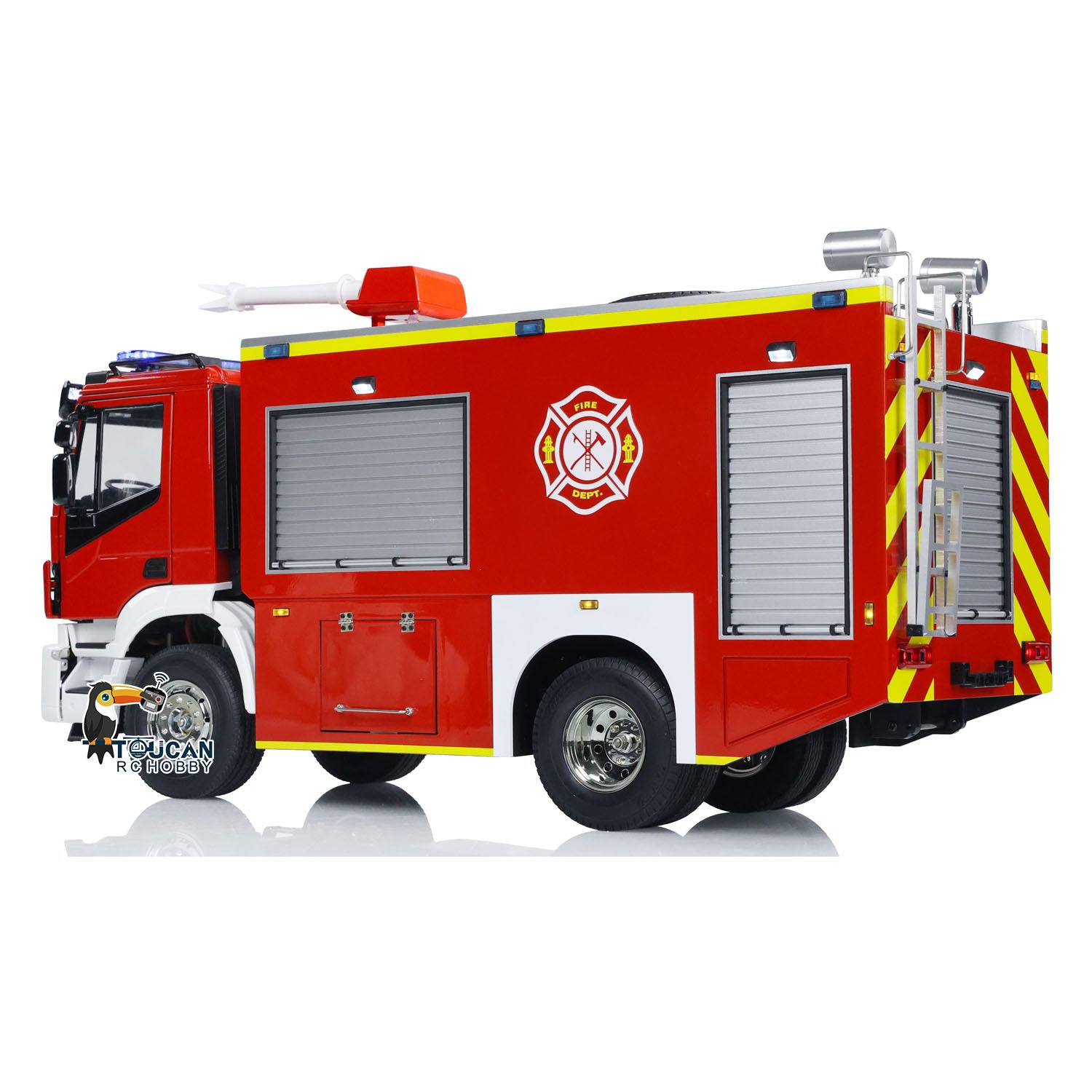 1/14 Scale RC Fire Truck - 4x2 Remote Control Fire Rescue Vehicle with 2-Speed Transmission, LED Lights & Sound Effects - ST8 System for Hobbyists & Collectors - Perfect for Playtime, Gifts & Model Displays