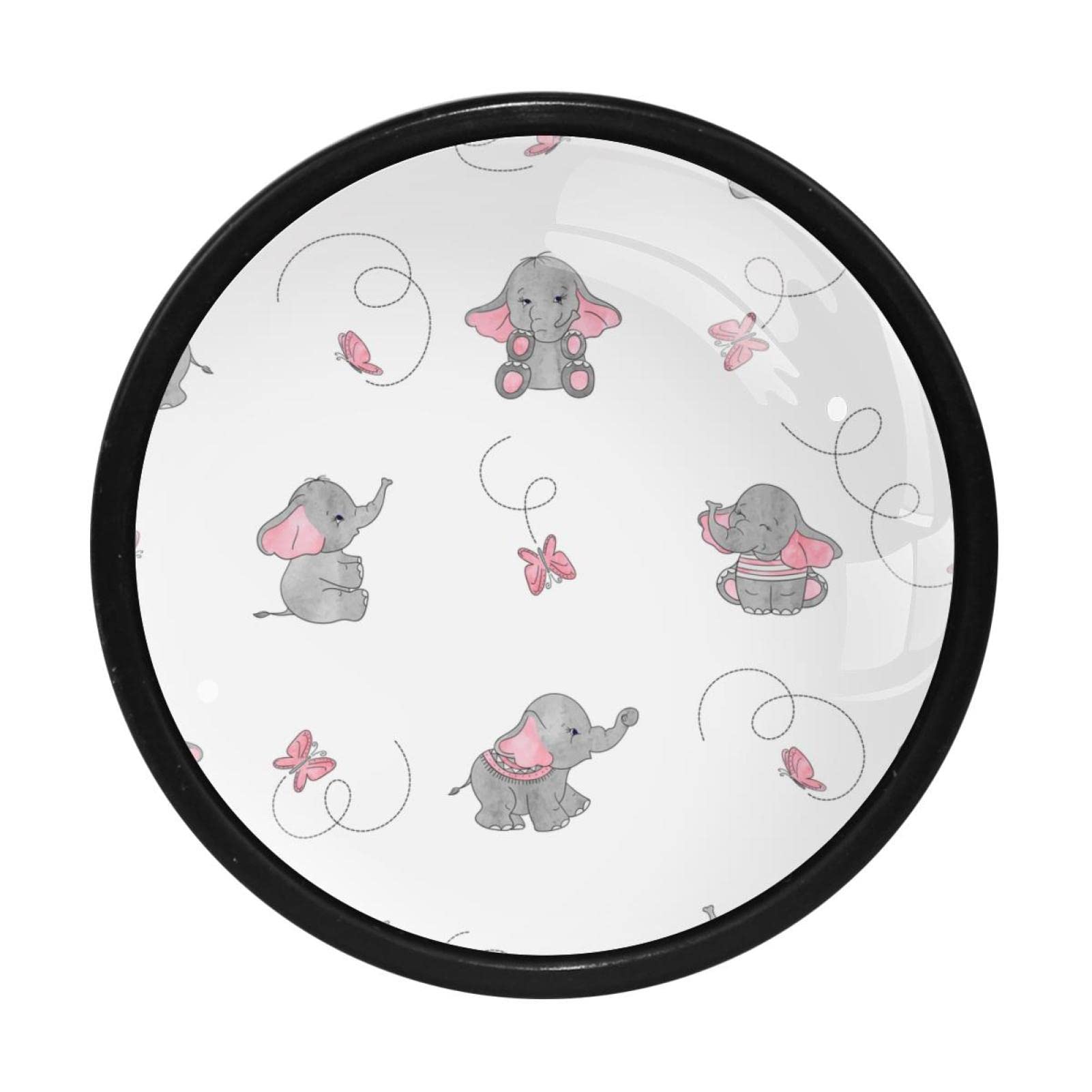 GIAPB 4Pcs Cabinet Handles & Knobs - Cartoon Elephant & Butterfly Drawer Pulls for Dresser, Kitchen Cabinets & Furniture (Perfect for Kids Room, Nursery Decor & DIY Home Improvement Projects)