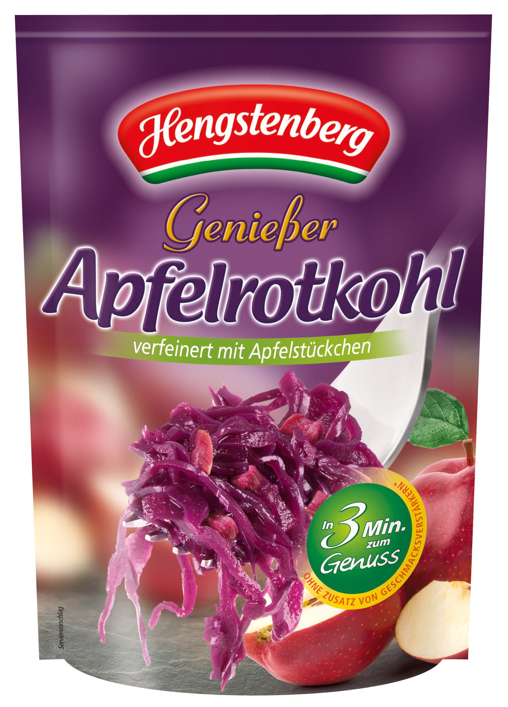 Hengstenberg Mildessa Red Cabbage with Apple 14.1 oz (400g) Jar - German Sauerkraut Alternative for Hot Dogs, Sandwiches & Salads - Gluten-Free & Vegan Fermented Food
