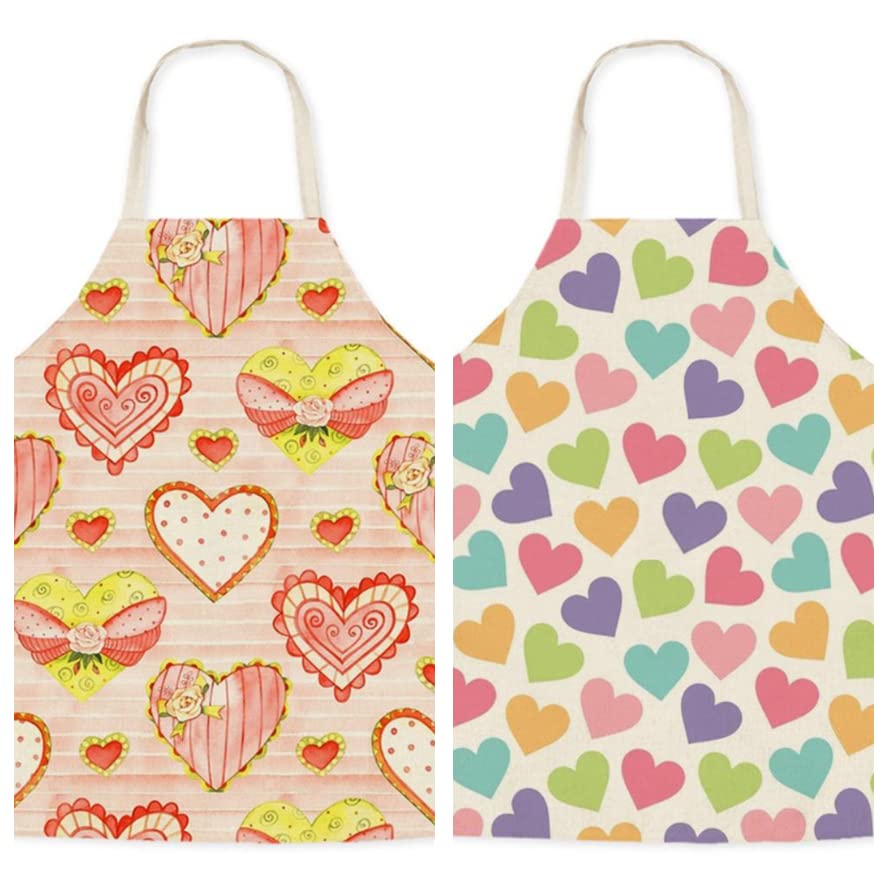 2-Pack Kitchen Aprons for Cooking, Baking, BBQ & Valentine's Day - Durable & Stylish Apron Set for Home Chefs, Bakers & Grill Masters