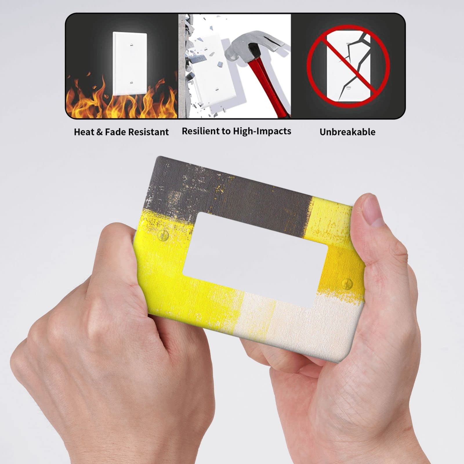 Abstract Yellow Single Rocker Light Switch Cover - Decorative 1 Gang Outlet Cover Wall Plate - Funny Light Switch Faceplate 4.5