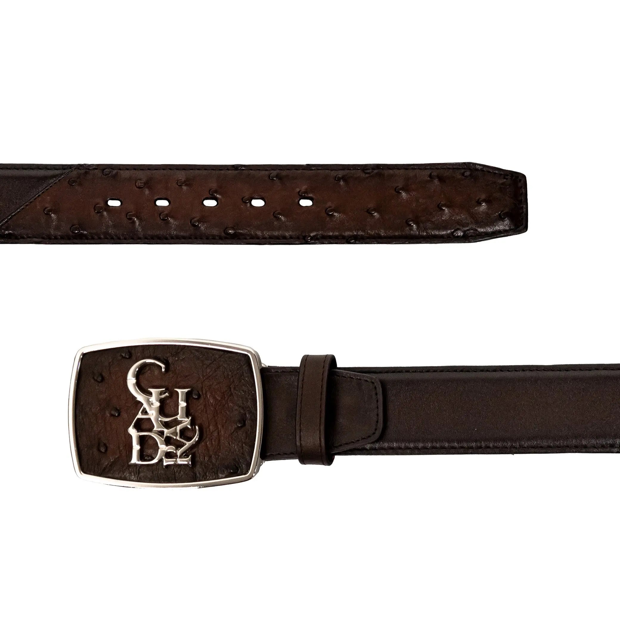 CV501A1 Genuine Ostrich Leather Belt for Men - Brown Casual Fashion Belt - Perfect for Business, Office & Everyday Wear