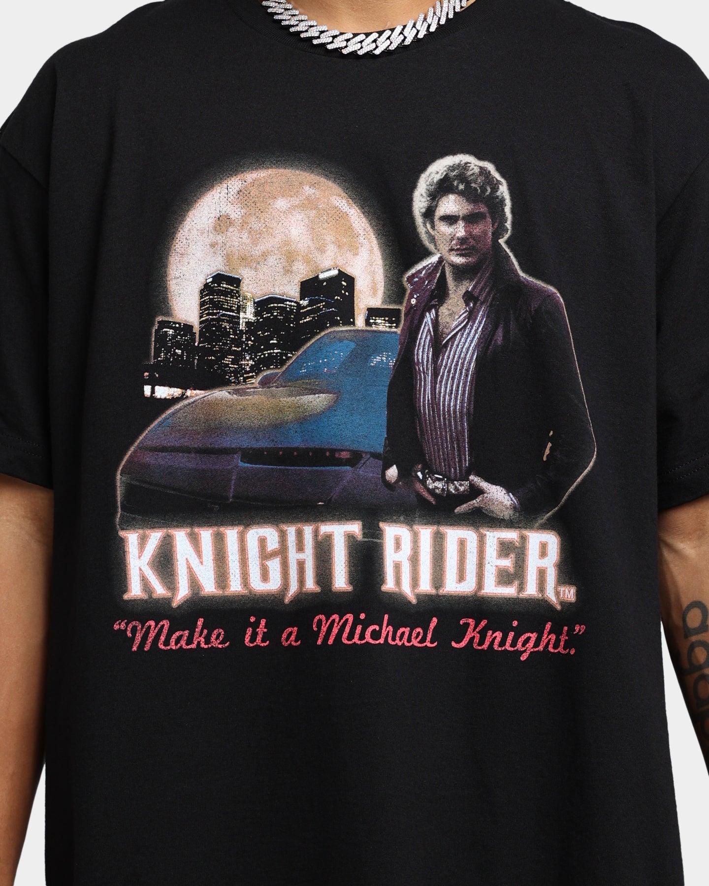 American Thrift X Knight Rider Michael Knight T-Shirt - Black Retro Vintage TV Show Tee for Men - Perfect for 80s Theme Parties & Pop Culture Fans