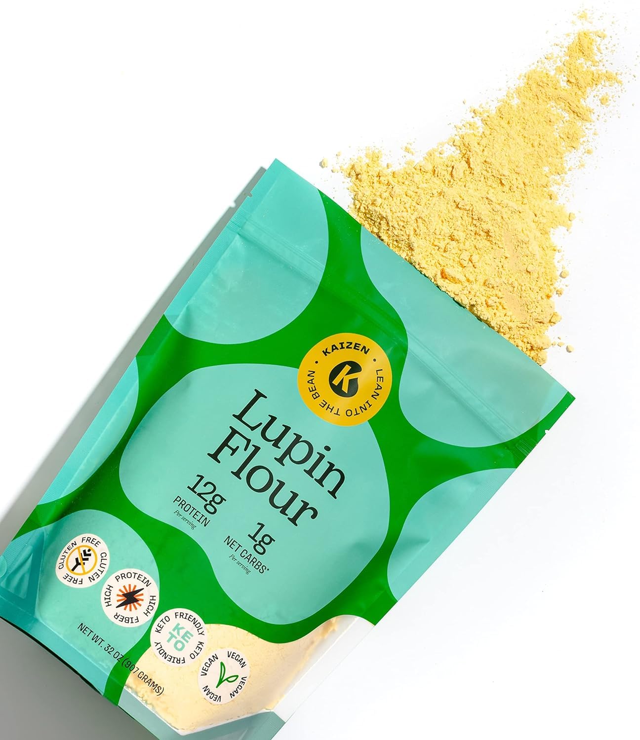 Kaizen Lupin Flour 2lbs - High Protein Low Carb Keto & Gluten Free Lupini Bean Flour - Non GMO Vegan High Fiber Baking Alternative for Bread, Pancakes & Keto Recipes - Perfect for Diabetic & Weight Loss Diets