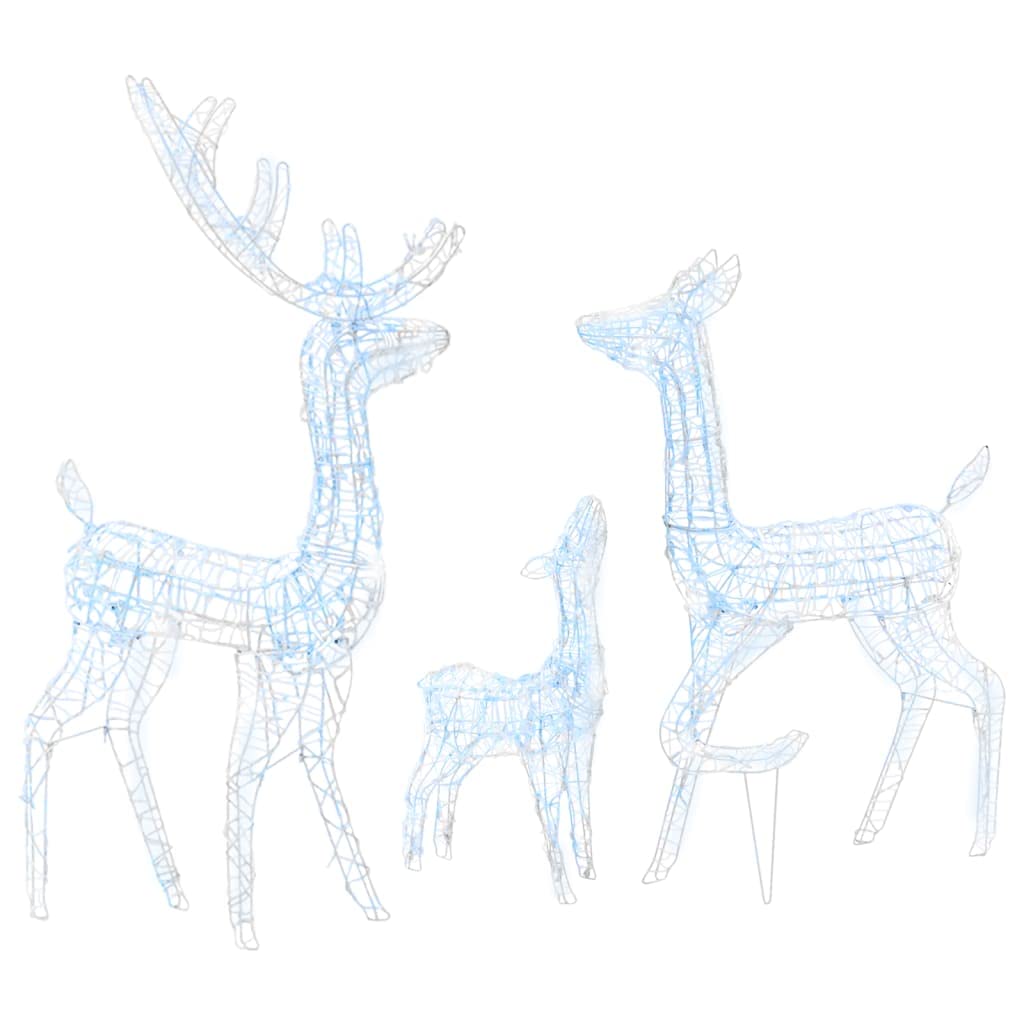 vidaXL Acrylic Reindeer Family Christmas Decoration with 300 LED Lights - Cold White - Indoor/Outdoor Use - 8 Lighting Modes - Set of 3 - Perfect for Holiday Home Decor, Yard Display and Christmas Party Decoration
