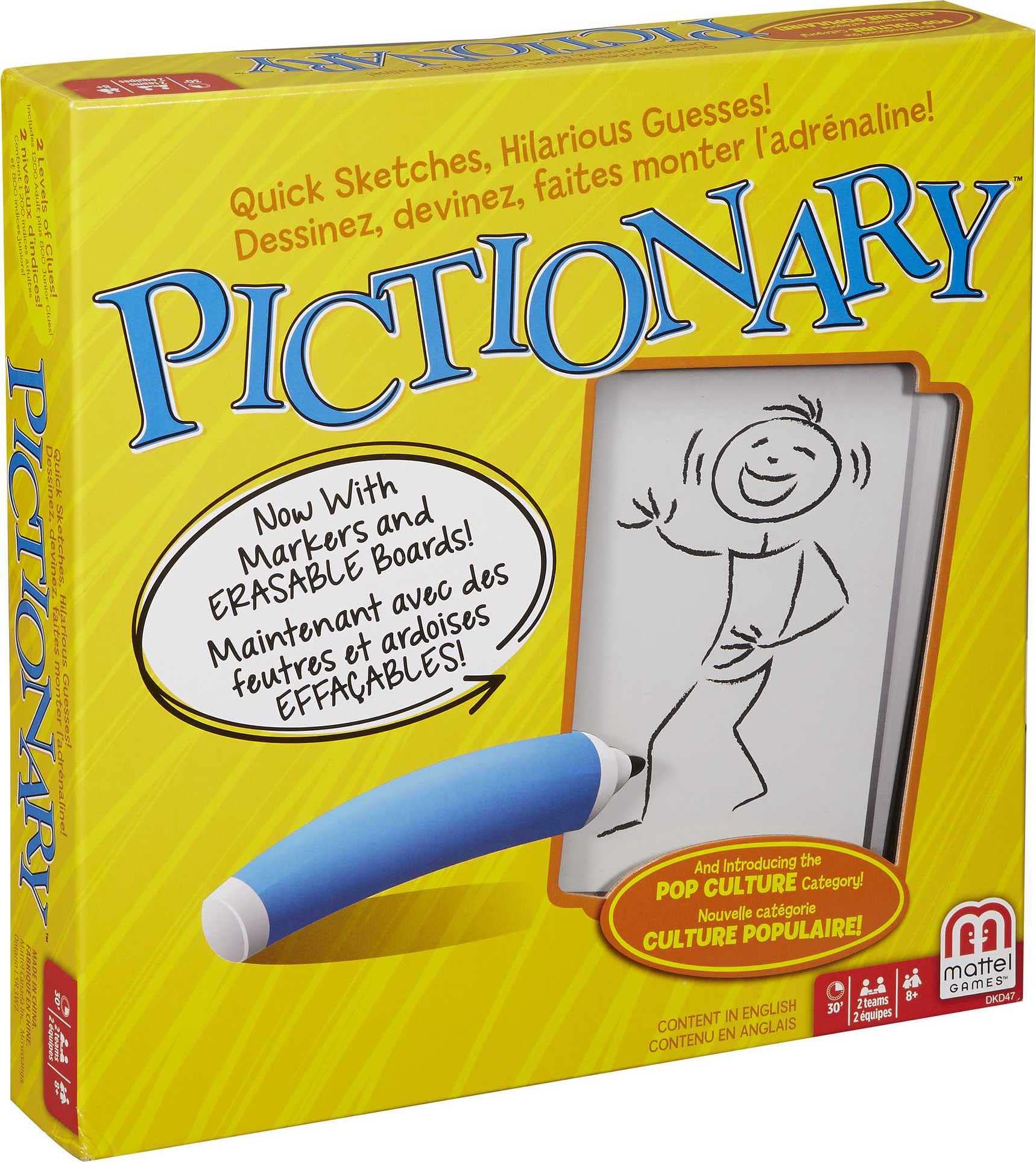 Mattel Games Pictionary Board Game - Fun Drawing Game for Kids & Adults, Perfect for Family Game Nights & Parties with Dry Erase Markers & Boards | Great for Birthday Gifts, Team Building & Classroom Activities