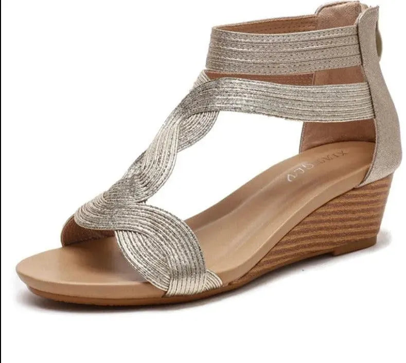 Comfortable Low Heel Wedge Sandal Shoes for Women - Perfect for Summer, Beach, and Casual Outings
