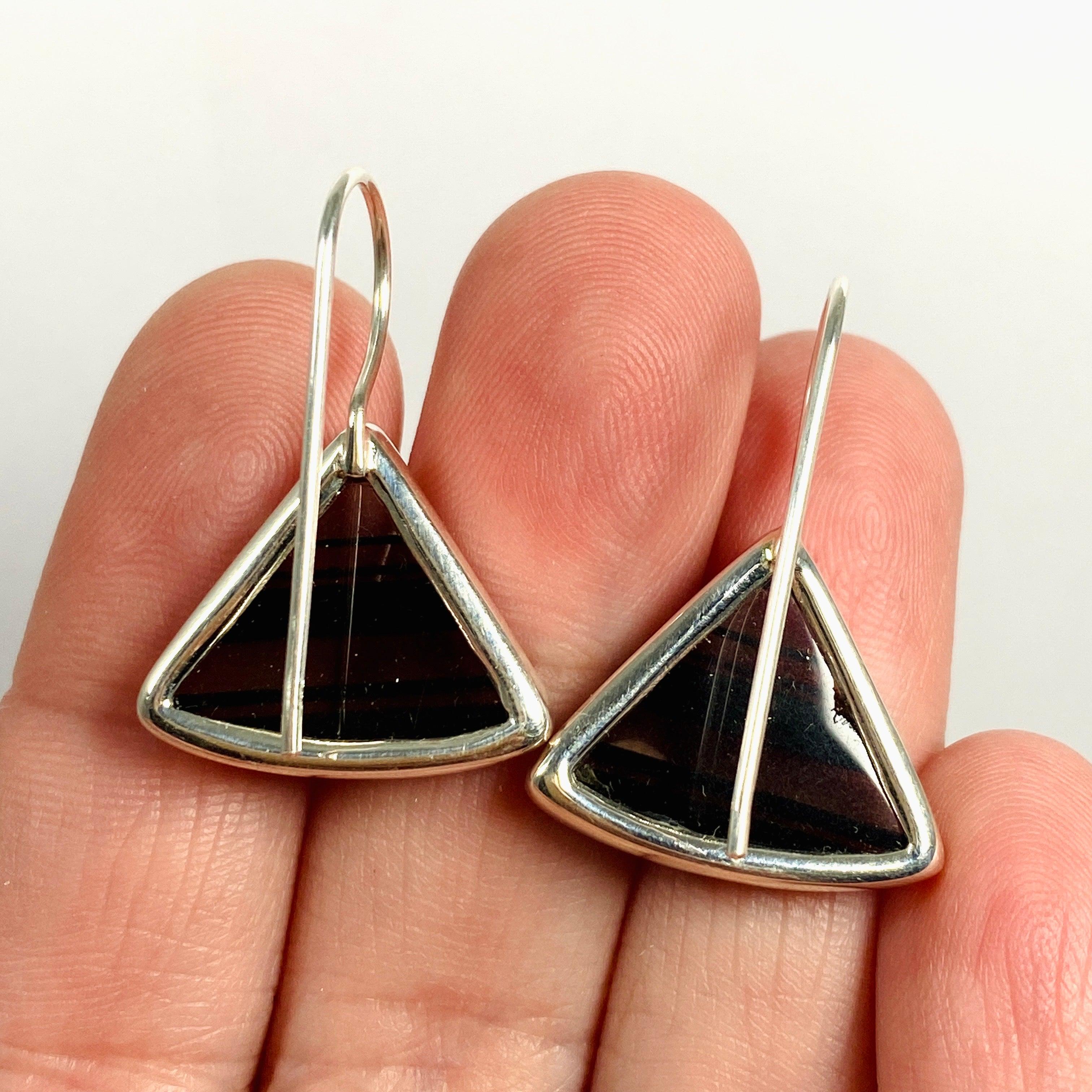 Midnight Obsidian Fixed Hook Triangular Earrings KEGJ1354 - Elegant Gothic Jewelry for Women, Perfect for Parties, Weddings & Evening Events