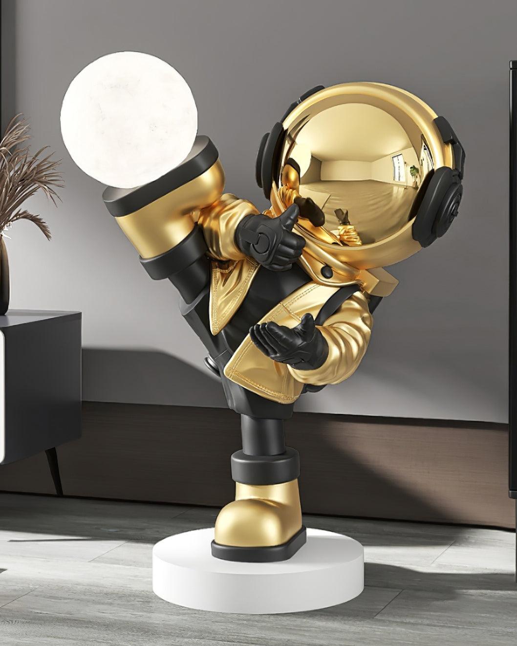 Rechargeable LED Floor Lamp with Built-in Battery - Modern Astronaut Design for Living Room, Bedroom, or Office Lighting