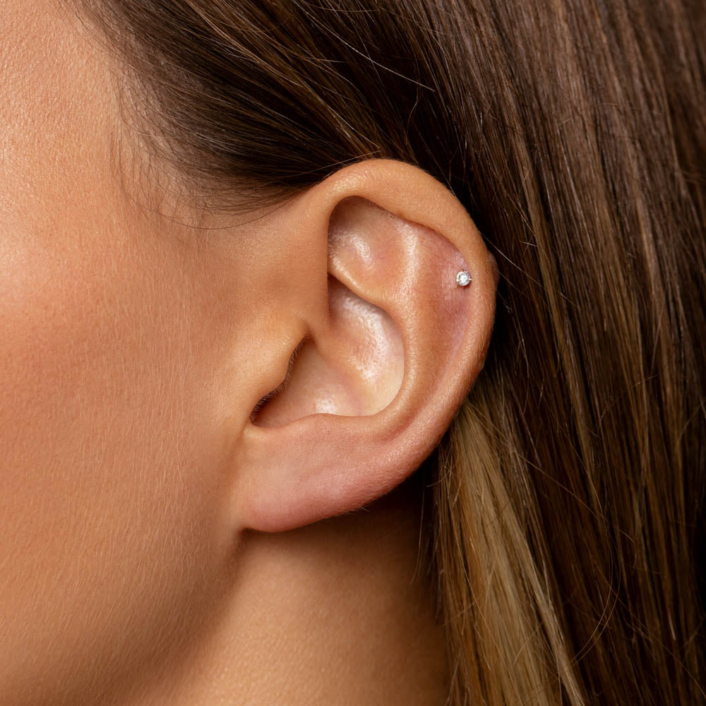 10k Gold Micro Diamond Helix Single Stud Earrings - Dainty Cartilage Piercing Jewelry for Everyday Wear & Special Occasions