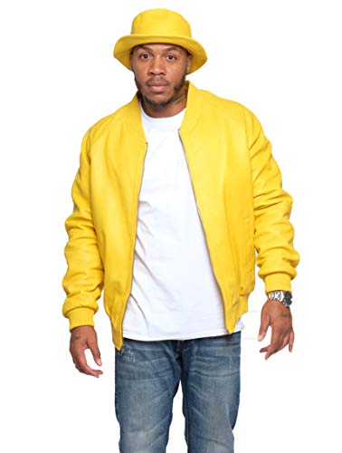 Jakewood Men's Real Lambskin Leather Bomber Jacket - Classic Varsity Baseball Style Spring Coat for Casual Wear (Regular & Big & Tall Sizes) | Perfect for Everyday Outfits, Date Nights & Motorcycle Rides