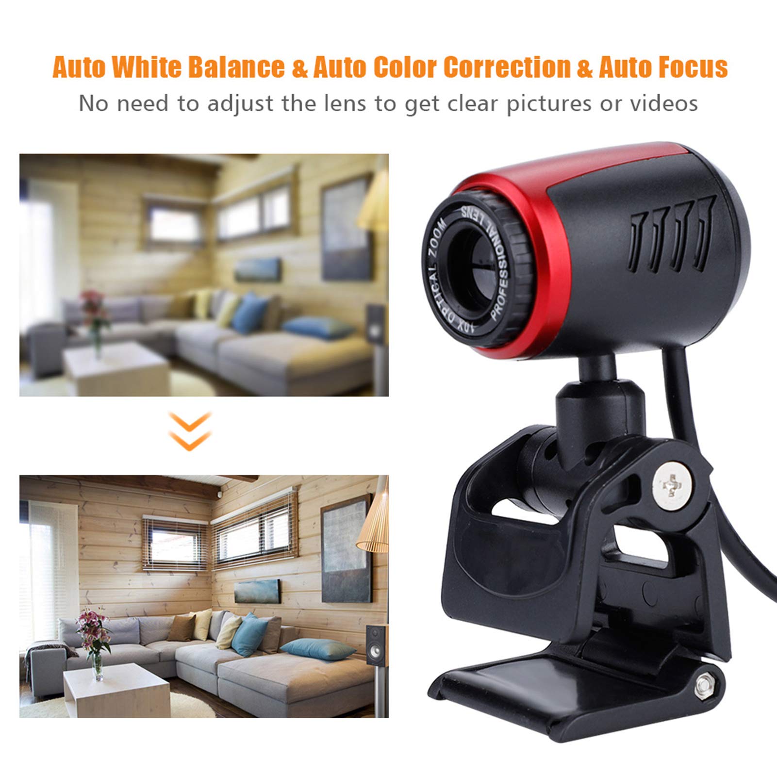 360 Degree Web Camera for Laptop & PC - Plug & Play USB 2.0 with 640x480 Resolution - Perfect for Video Conferencing, Online Classes & Streaming