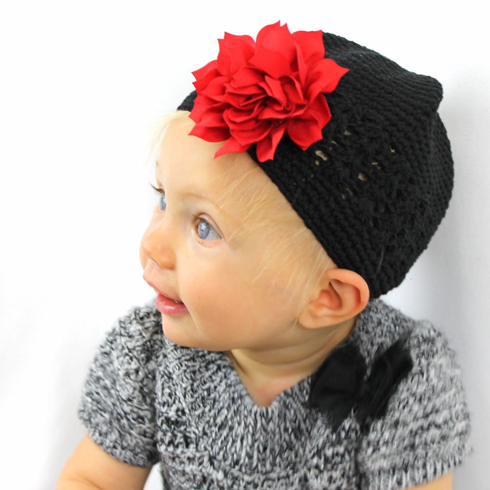 Adorable Crochet Beanie Hat with Flower for Baby Girls - Soft & Stylish Infant Headwear for Newborns, Photos, Parties & Winter Outfits