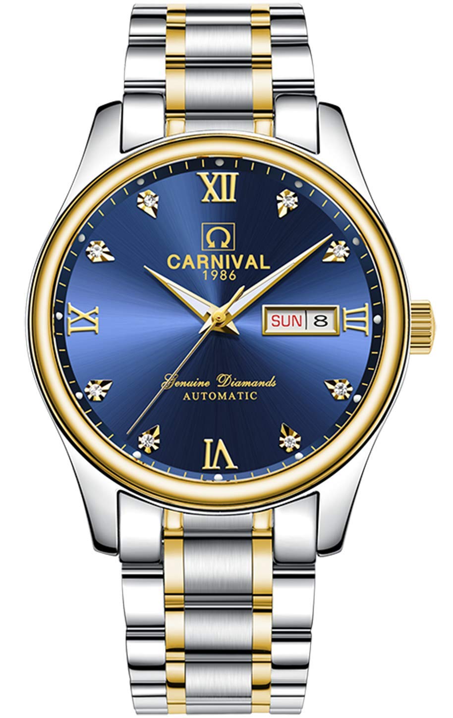Luxury Men's Automatic Mechanical Watch - Waterproof, Luminous, Diamond, Calendar, Stainless Steel - Perfect for Business, Formal Events & Everyday Wear