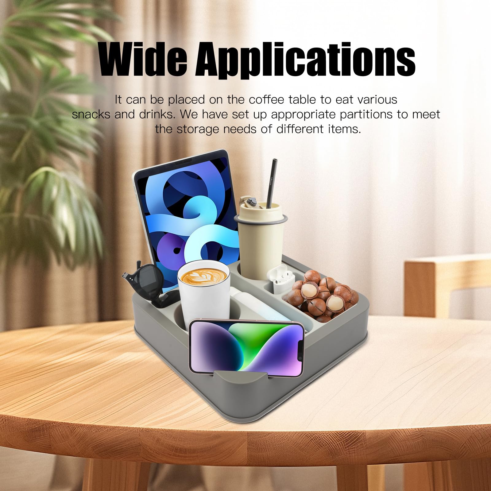 Premium Silicone Cup Holder Tray - Waterproof & Anti-Spill for Car, Bed, Couch - Holds Snacks & Drinks